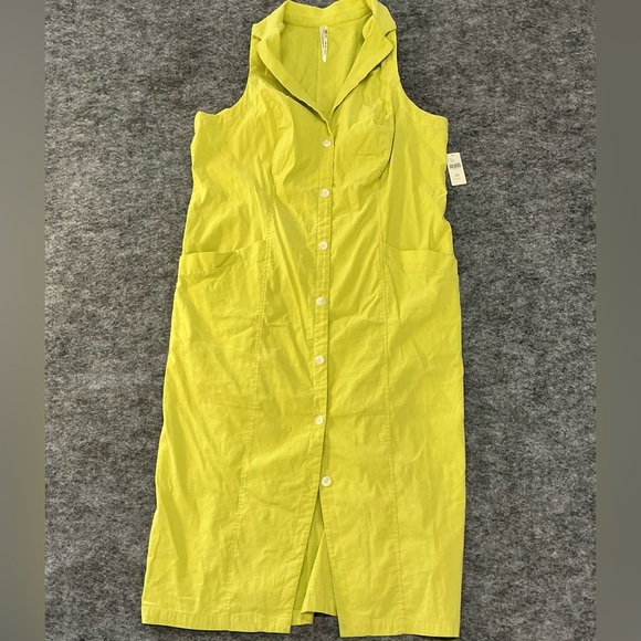 Anthropologie Plus Size CareerChartreuse Sleeveless Button Down Dress Size 18W - Picture 2 of 5